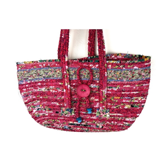 Tote Coil Bag Handmade Hand Rolled Lagen Look - Picture 5 of 6